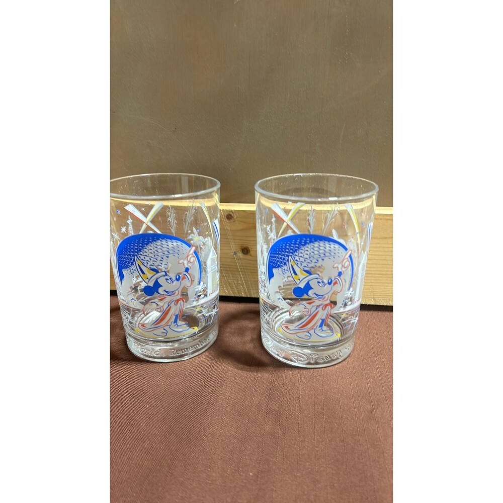 Vintage Disney World  25th Anniversary Micky Sorcerer McDonald Heavy Glass set